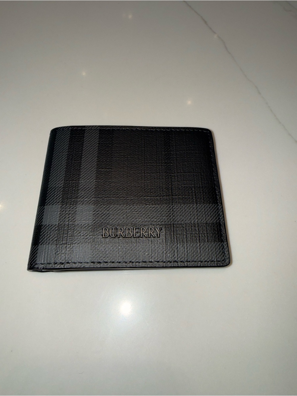 Burberry Black/Grey City Check Coated Canvas Bifold Wallet